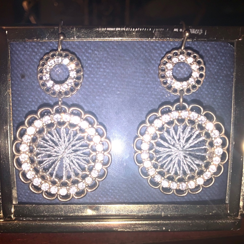Gold/Silver Spoke Earrings with Rhinestones
